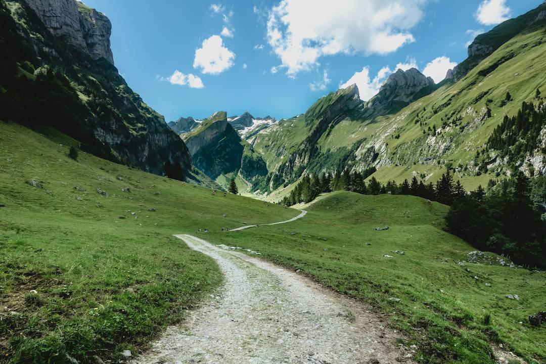 A photo of mountain path taken in Switzerland